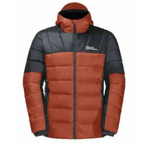 JACK WOLFSKIN NEBELHORN DOWN HOODY M CARMINE